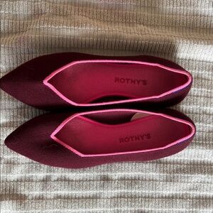Rothy's Women's Deep Red Flats with Pink Trim